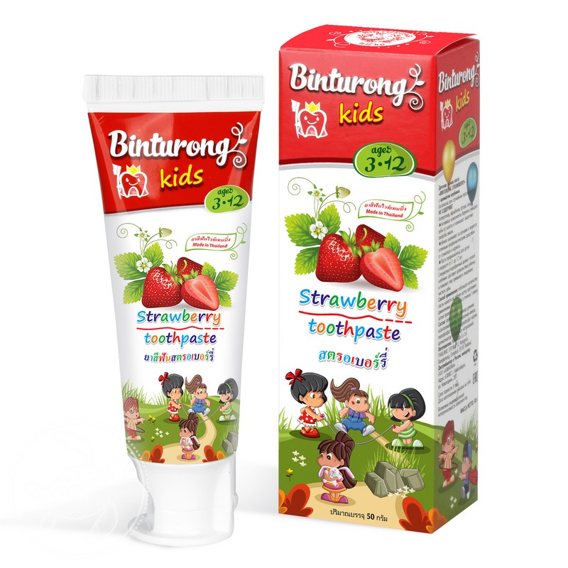 Детская зубная паста «Binturong» с ароматом клубники